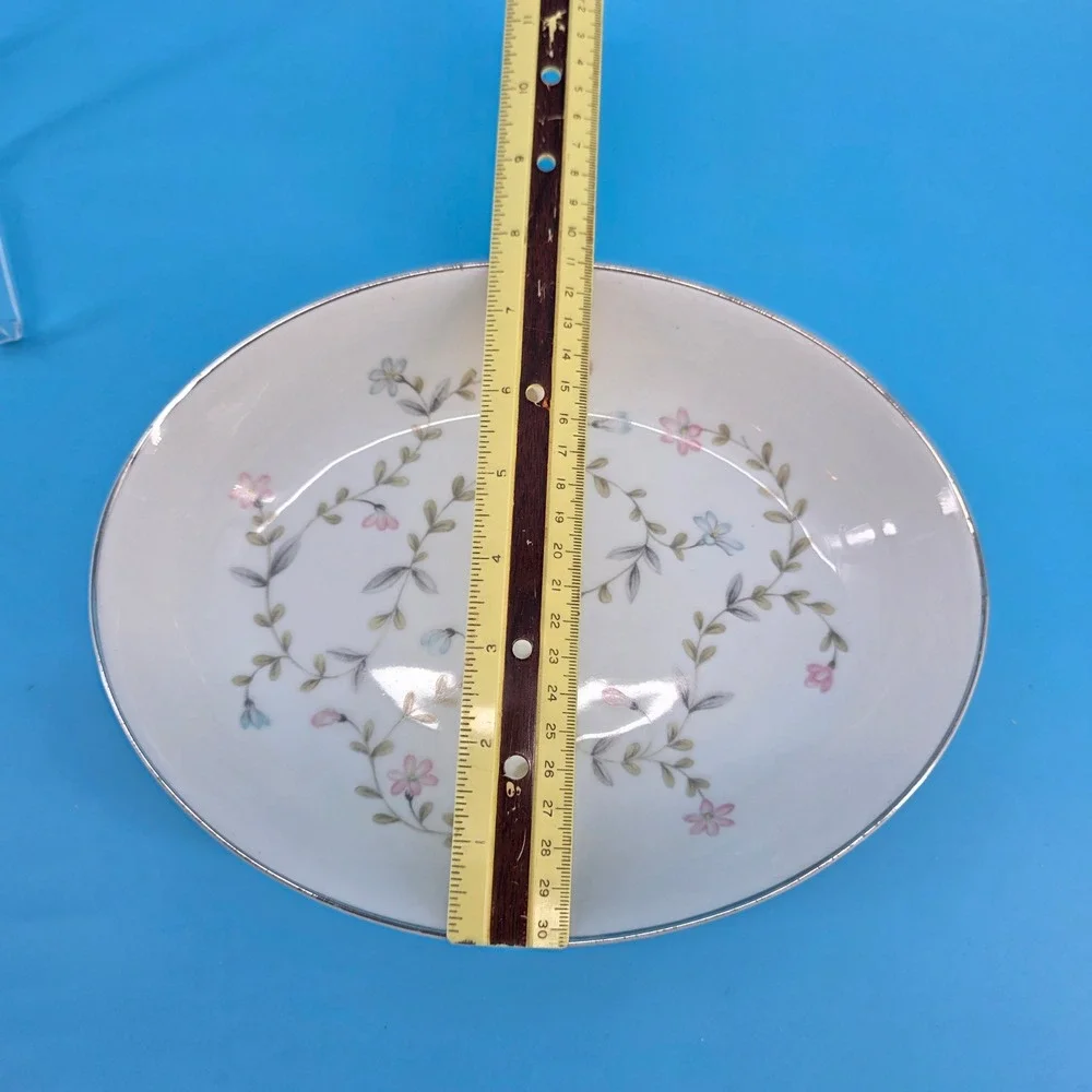 Harmony House Linda Fine China Oval Vegetable Bowl Japan Pink‎ Blue Floral 9.25